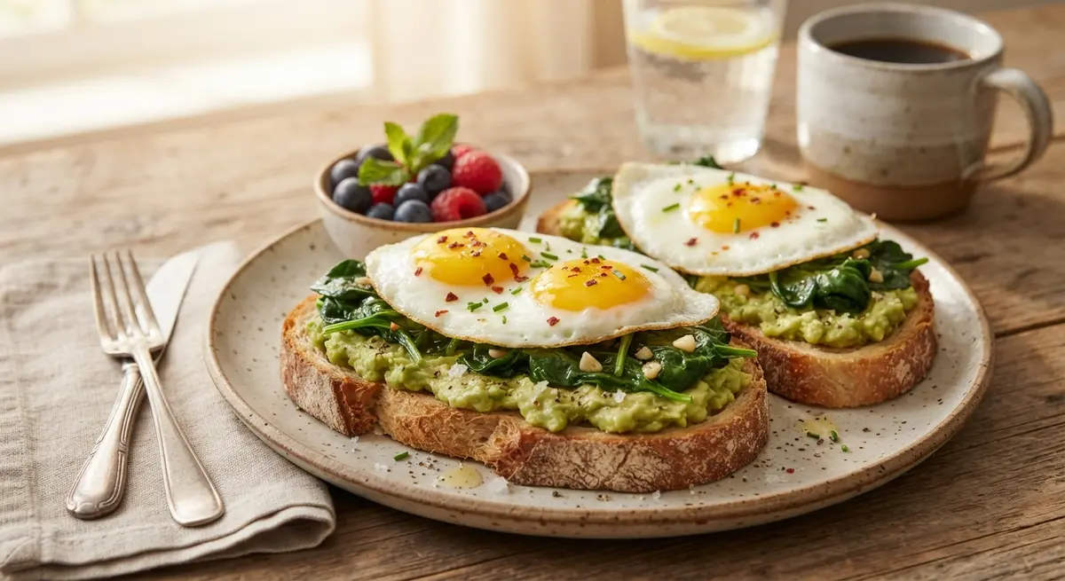 Eggs, Spinach & Avocado Toast